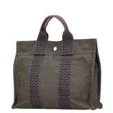 エルメス エールライン トートPM ハンドバッグ トートバッグ グレー ブラック キャンバス レディース HERMES 【中古】